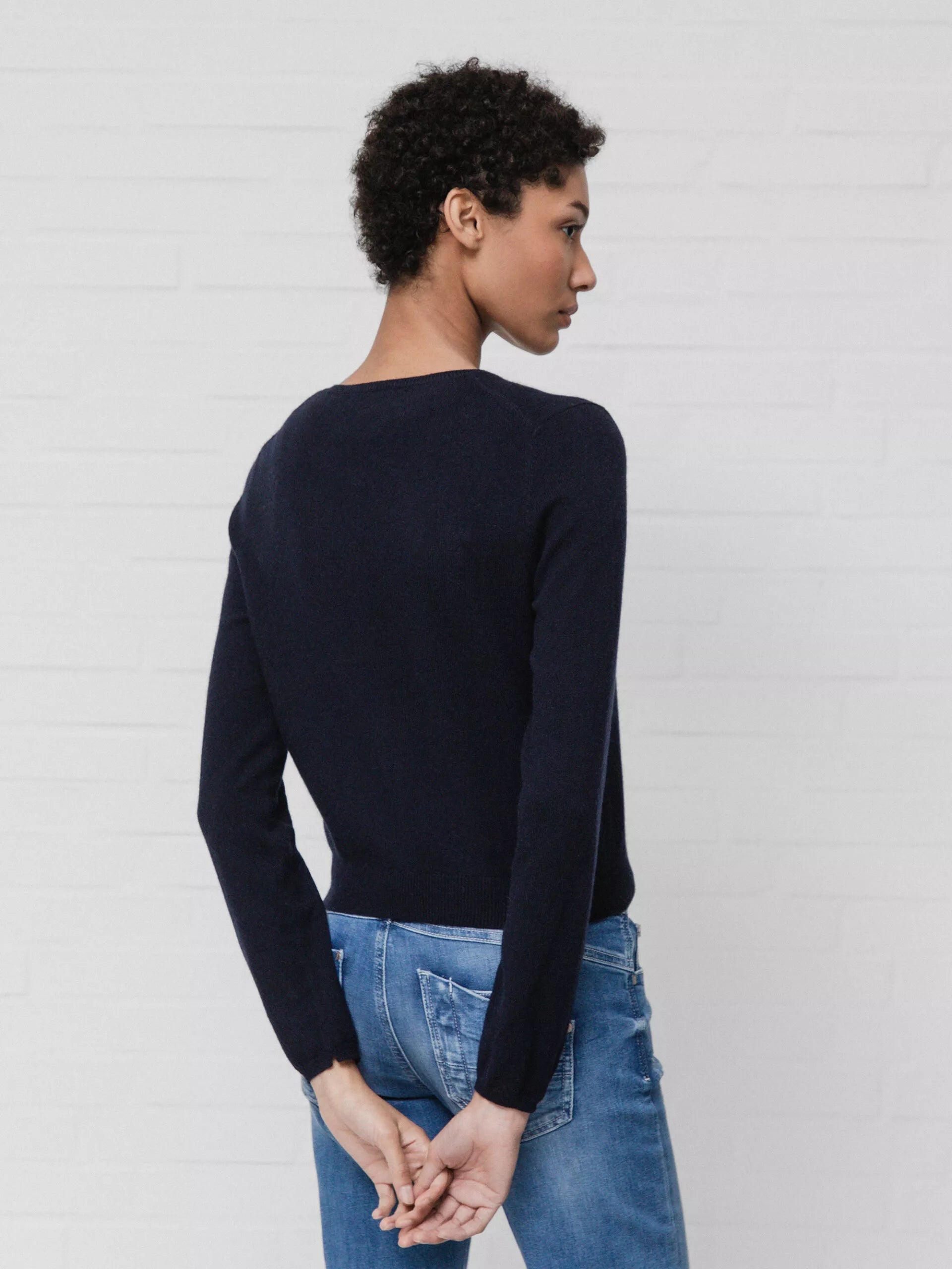 ALLUDE Kurze Strickjacke Damen (14 NAVY)