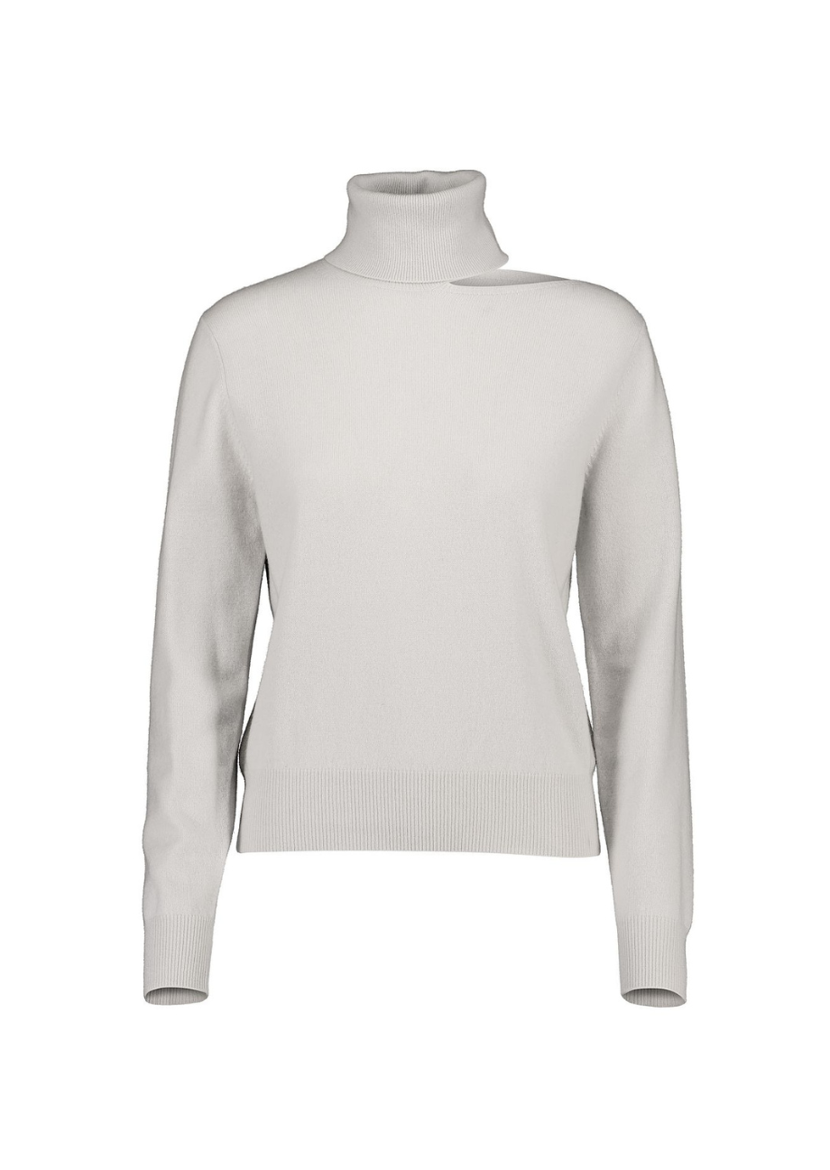 Schurwoll-Kaschmir-Pullover mit Cut-Out - Hellgrau