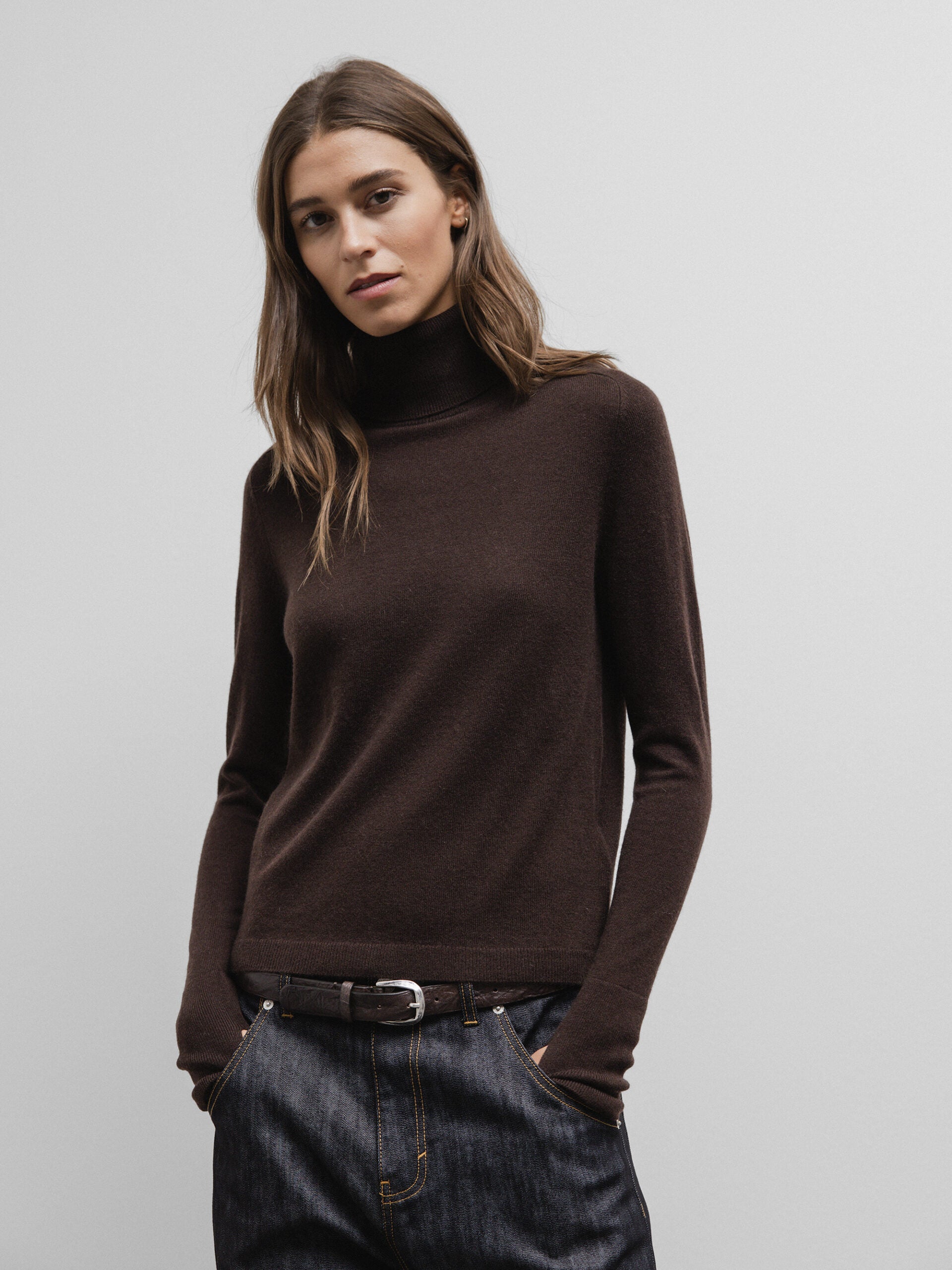 ALLUDE Rollkragenpullover aus Schurwolle Damen (49 DK BRAUN)