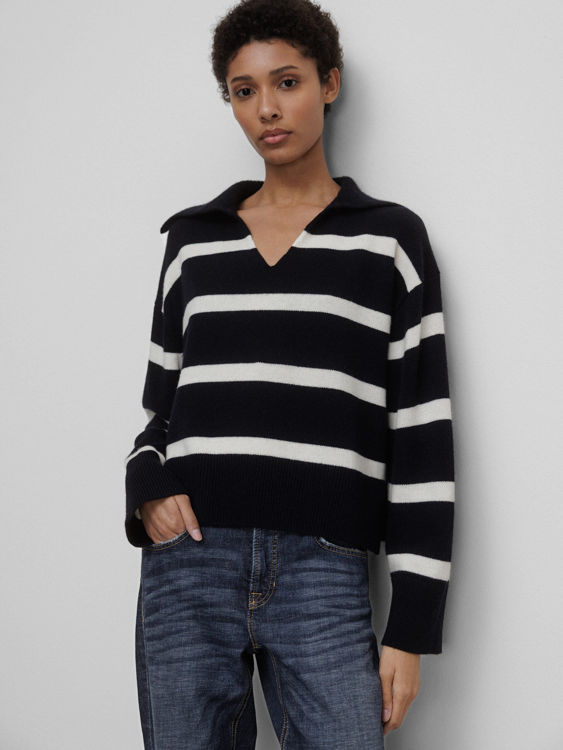 ALLUDE Pullover aus Schurwolle Damen (14/40 NAVY/OFF WHITE)