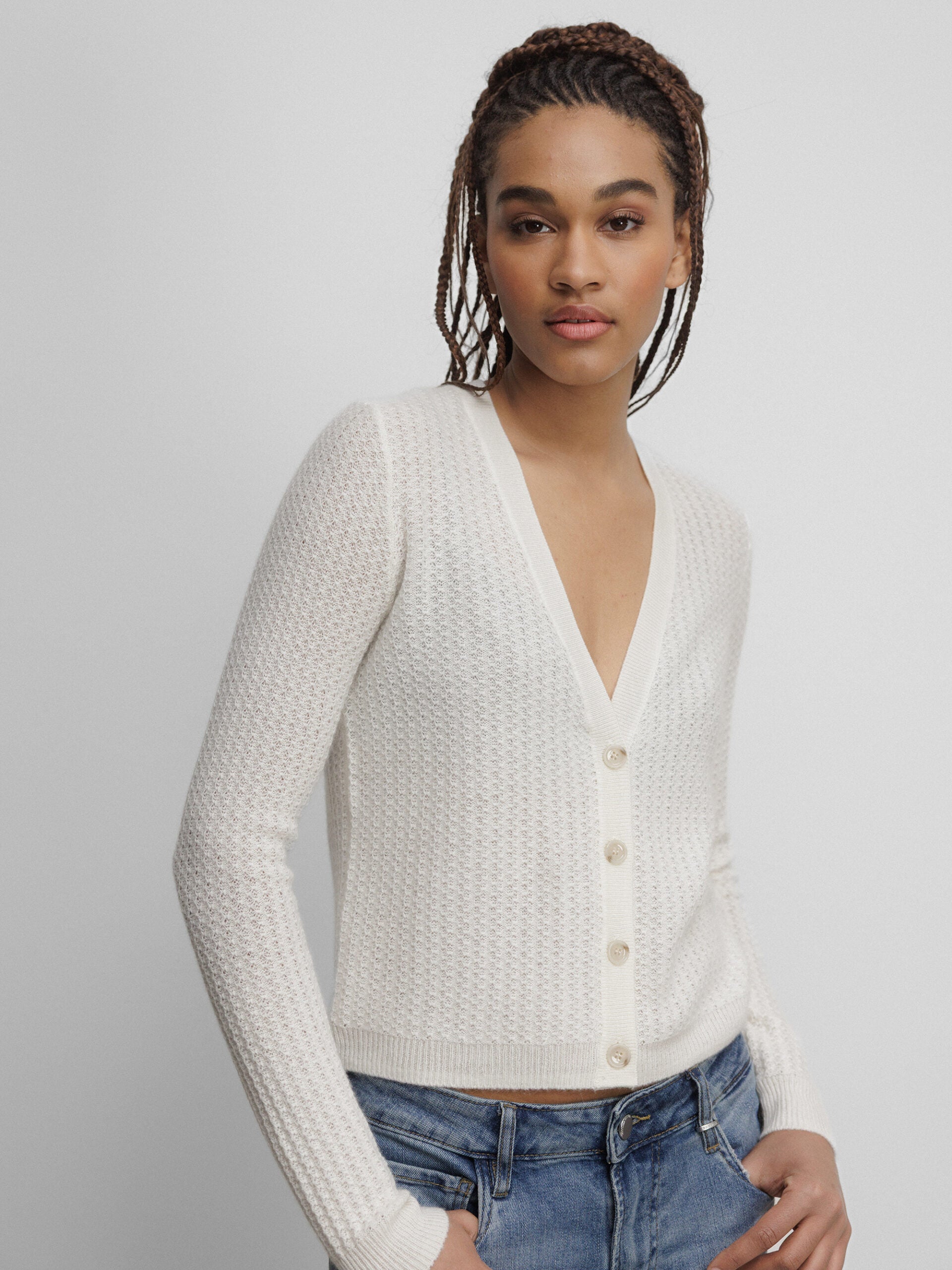 ALLUDE Strickjacke aus Cashmere Damen (40 WEISS)