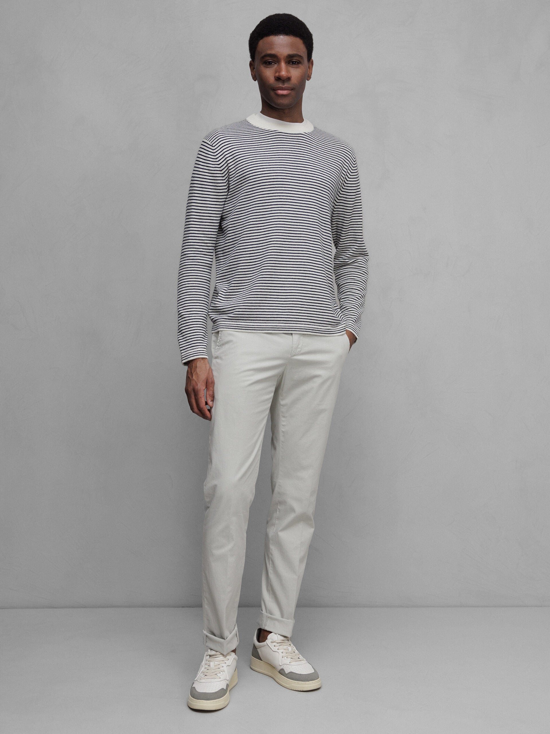 ALLUDE Feinstrickpullover aus Baumwolle Herren (40/14 NAVY/ECRU)