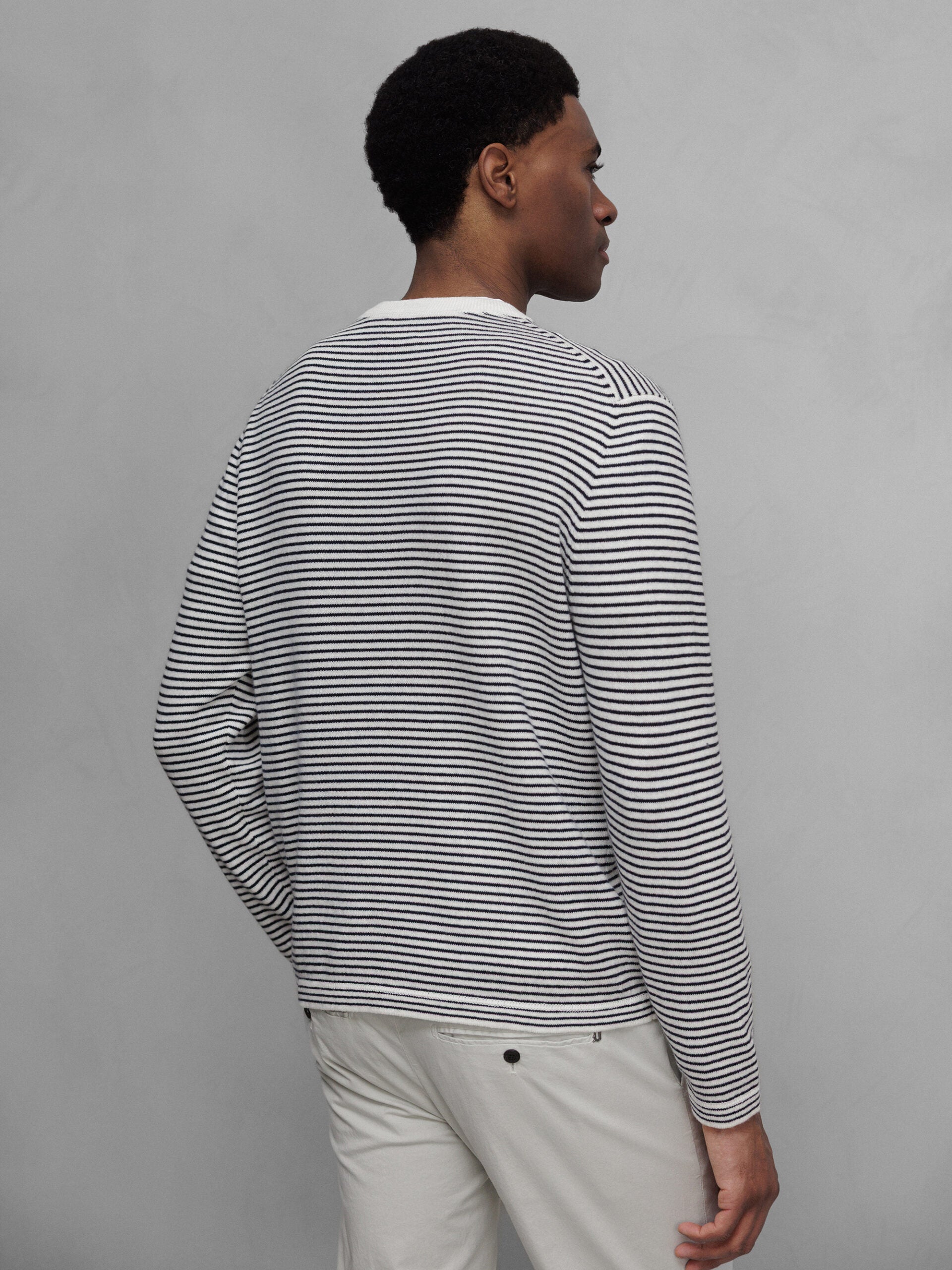 ALLUDE Feinstrickpullover aus Baumwolle Herren (40/14 NAVY/ECRU)