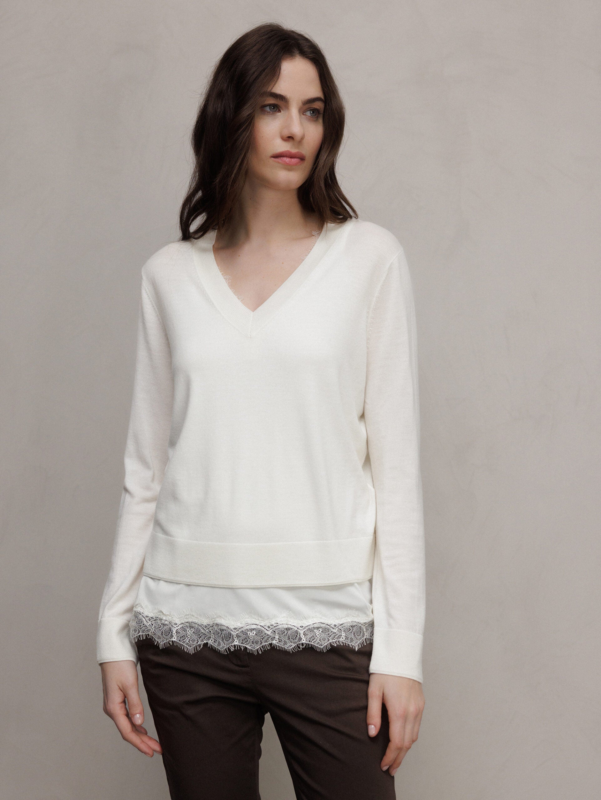 ALLUDE Feinstrickpullover aus Schurwolle Damen (440 WEISS)