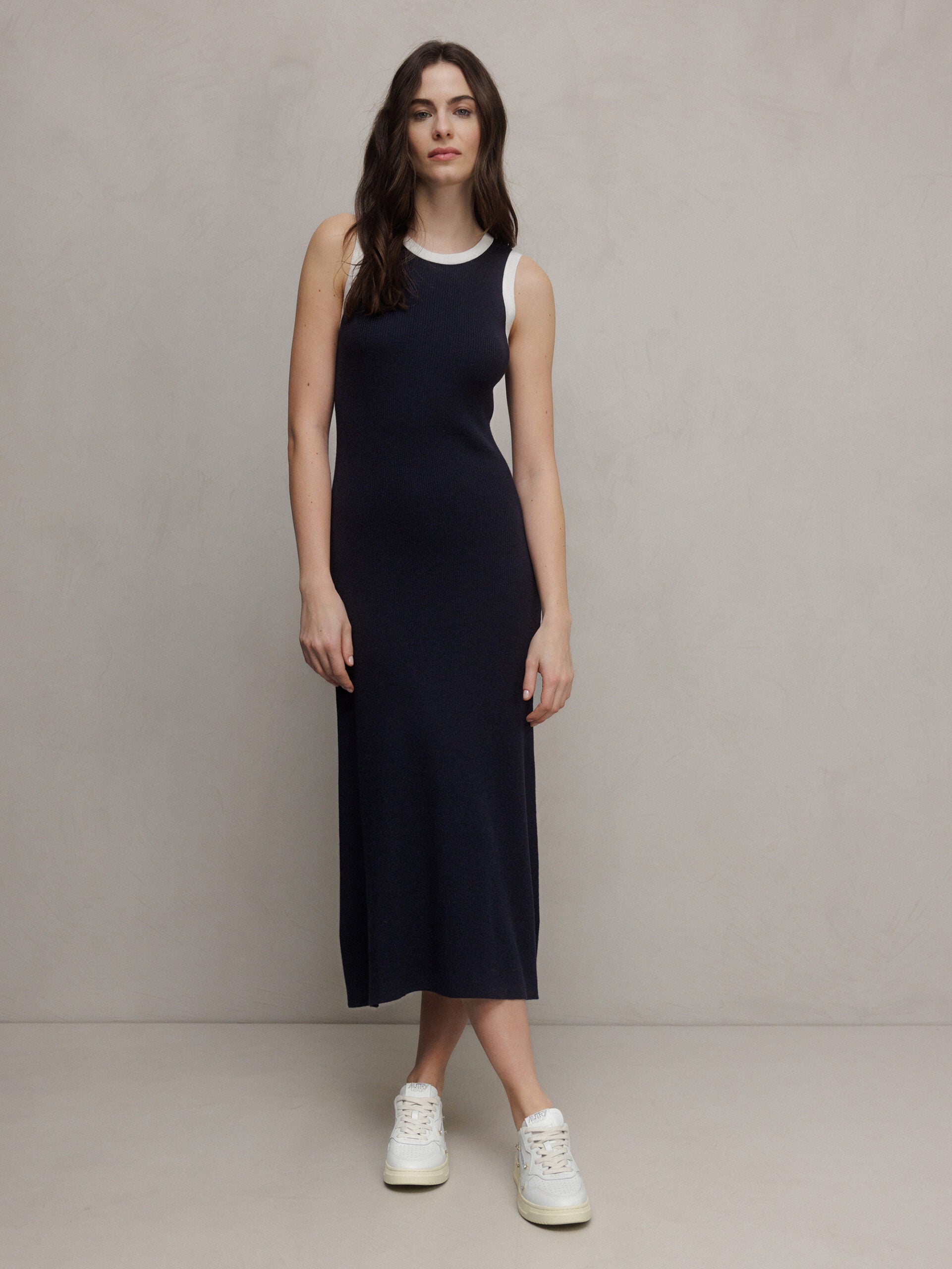 ALLUDE Maxi- Kleid in Rippstrick-Optik Damen (14/40 NAVY/WHITE)