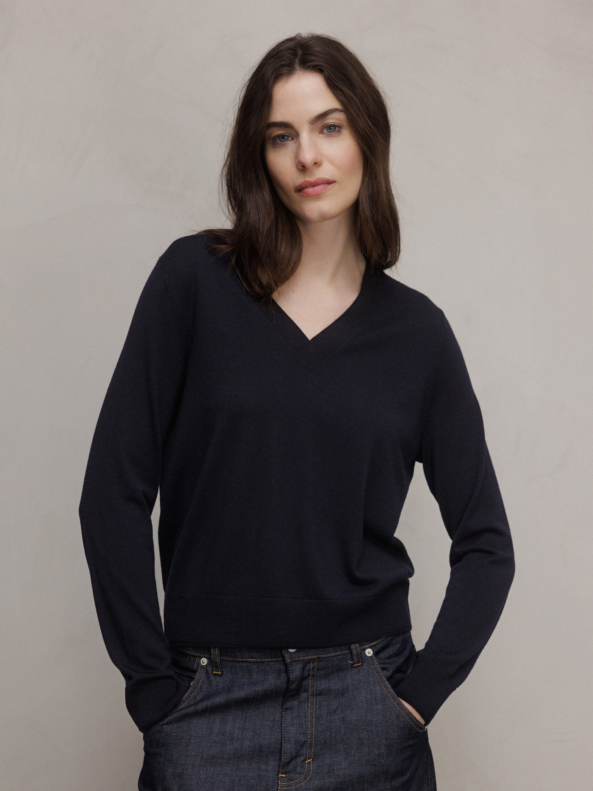 ALLUDE Feinstrickpullover aus Schurwolle Damen (414 NAVY)