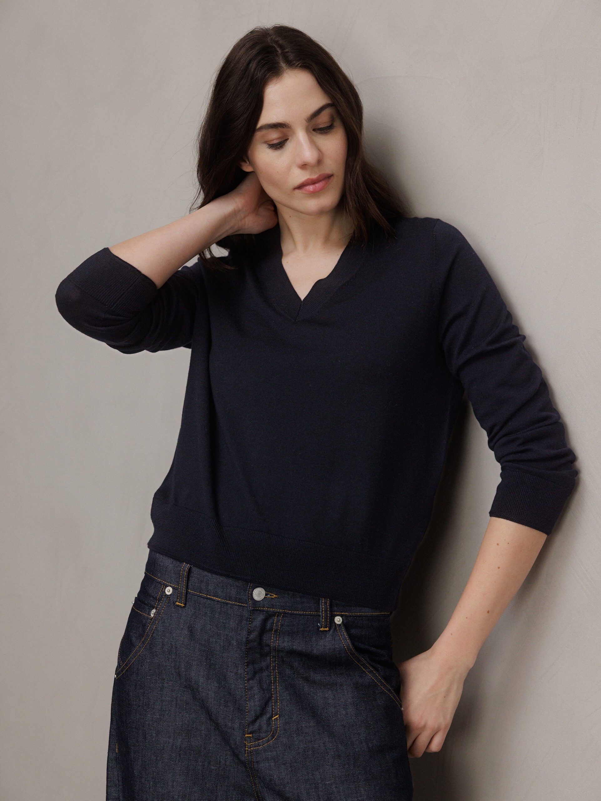 ALLUDE Feinstrickpullover aus Schurwolle Damen (414 NAVY)