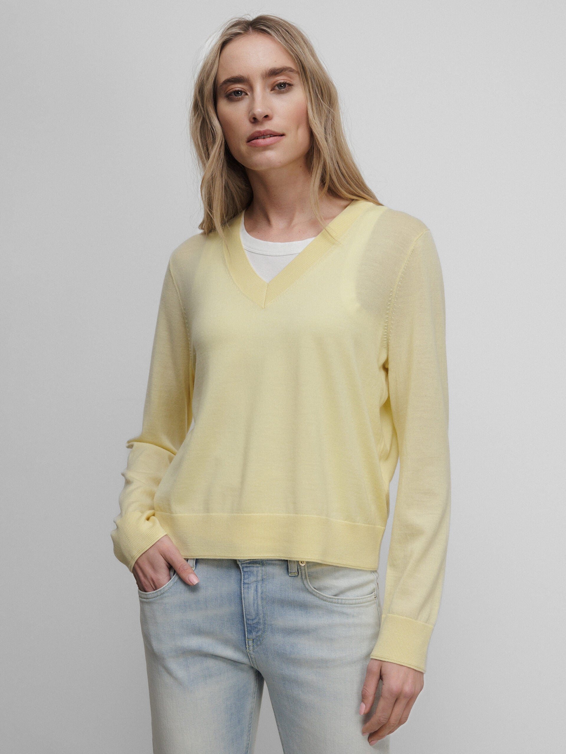 ALLUDE Feinstrickpullover aus Schurwolle Damen (421 GELB)