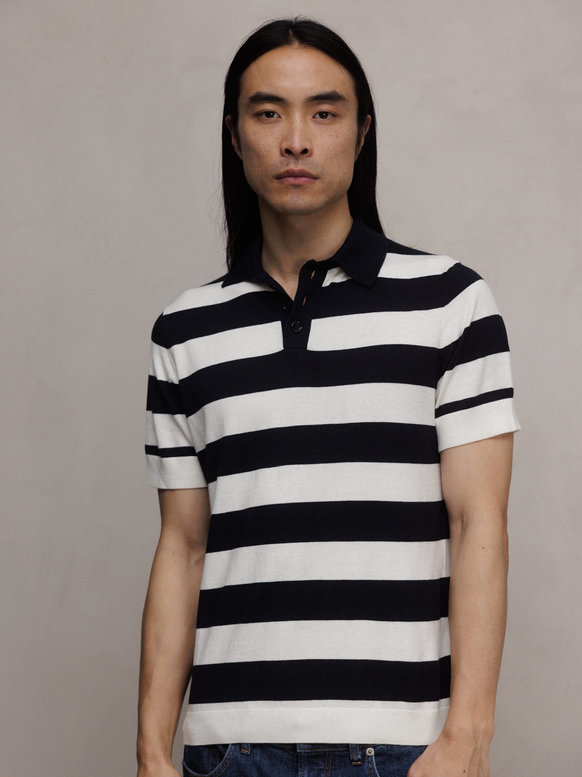 ALLUDE Strick-Poloshirt Herren (40/14 NAVY/ECRU)