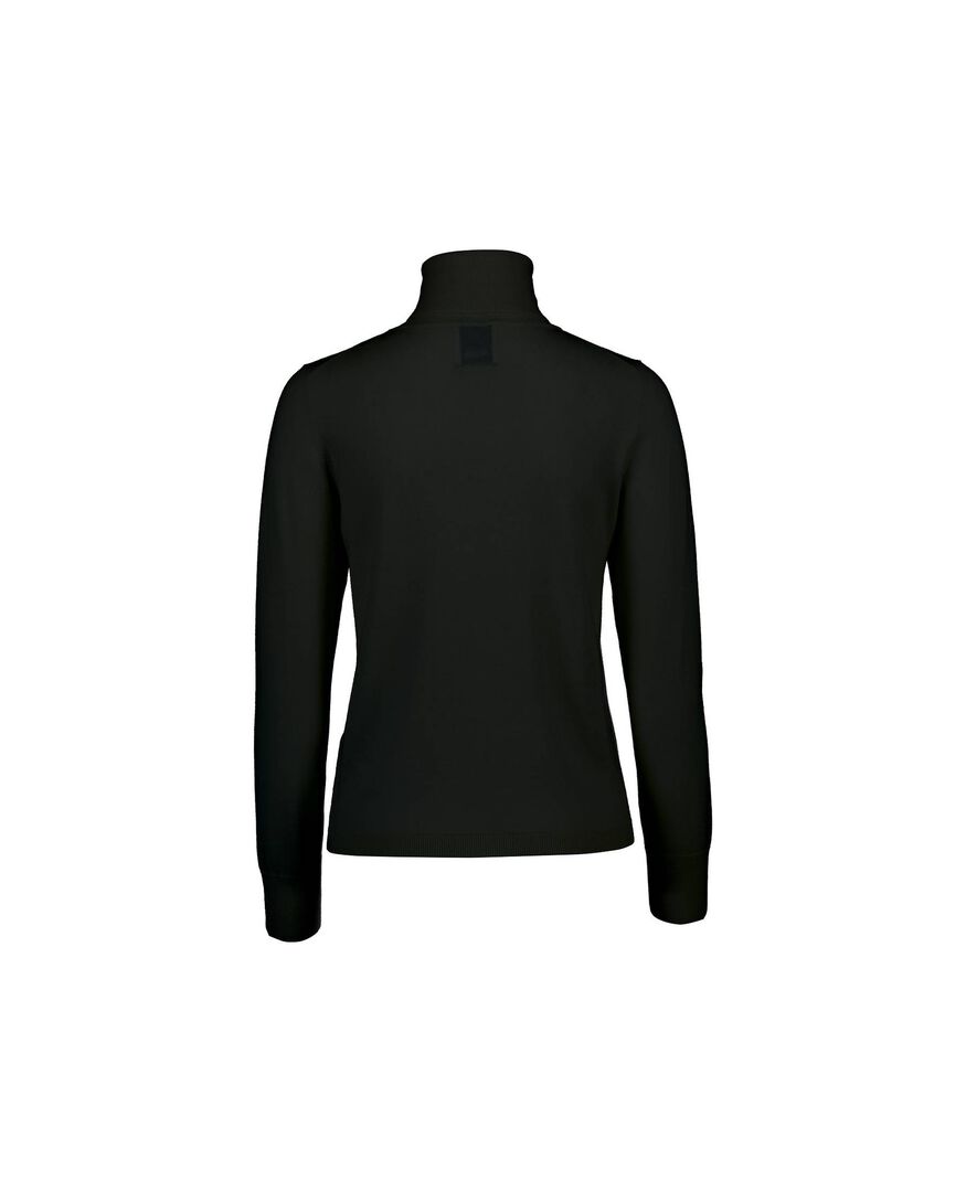 Allude Damen Rollkragenpullover aus Schurwolle, schwarz,