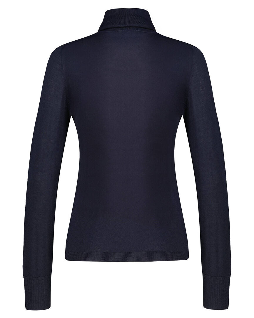 Allude Damen Rollkragenpullover aus Wolle, marine,