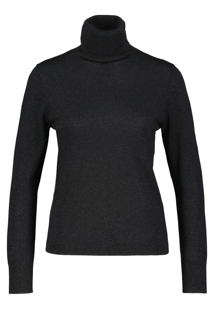Allude Damen Rollkragenpullover mit Merinowolle, schwarz,
