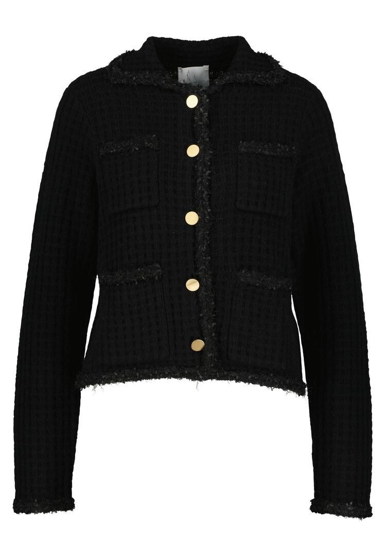 Allude Damen Stickjacke aus Wolle und Kaschmir, schwarz,