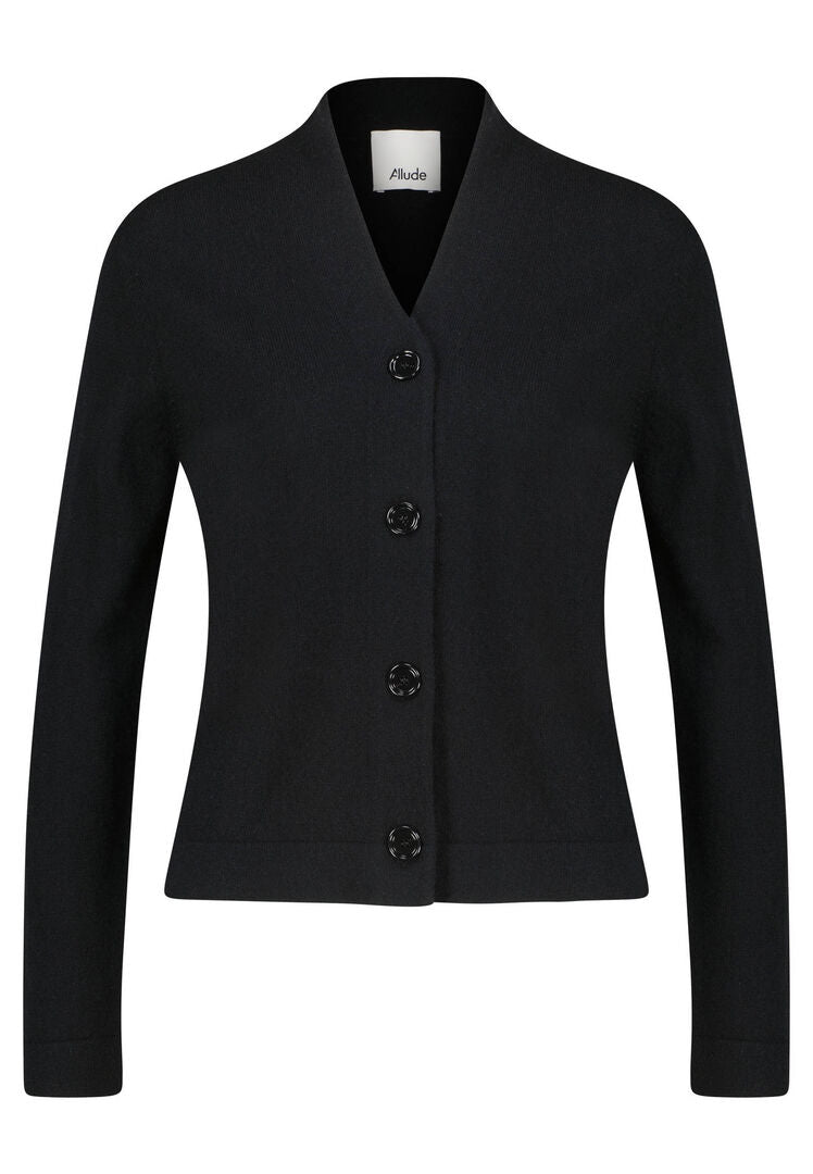 Allude Damen Strickjacke aus Kaschmir und Wolle, schwarz,