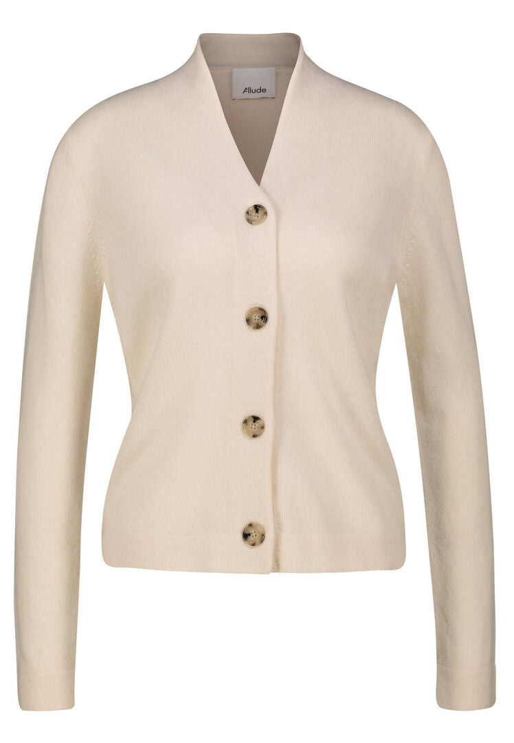 Allude Damen Strickjacke aus Kaschmir und Wolle, offwhite,
