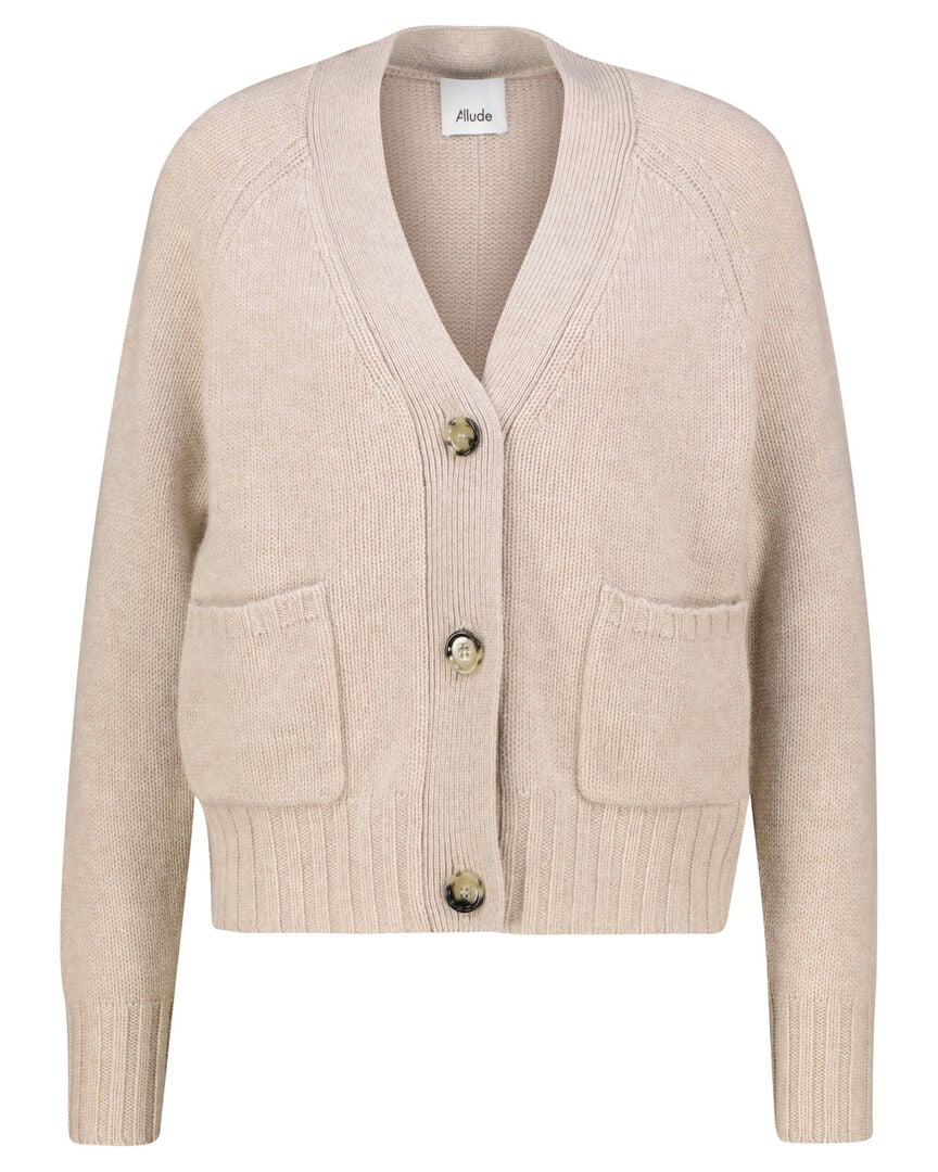 Allude Damen Strickjacke aus Wolle mit Kaschmir, sand,