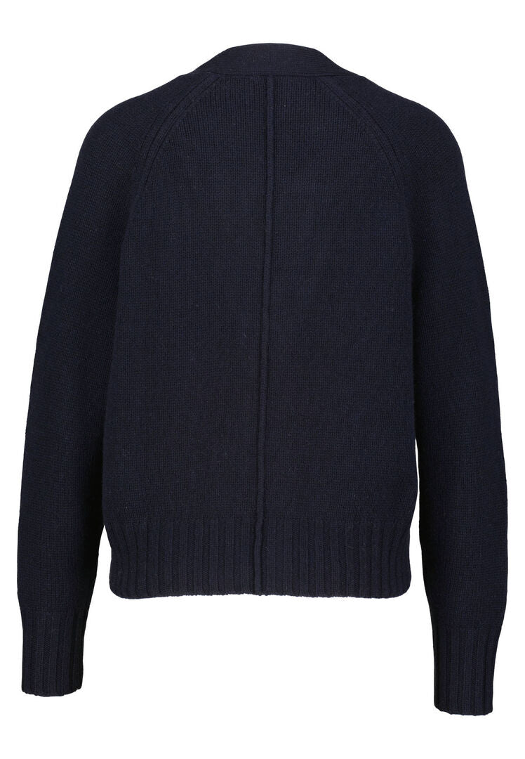 Allude Damen Strickjacke aus Wolle und Kaschmir, marine,