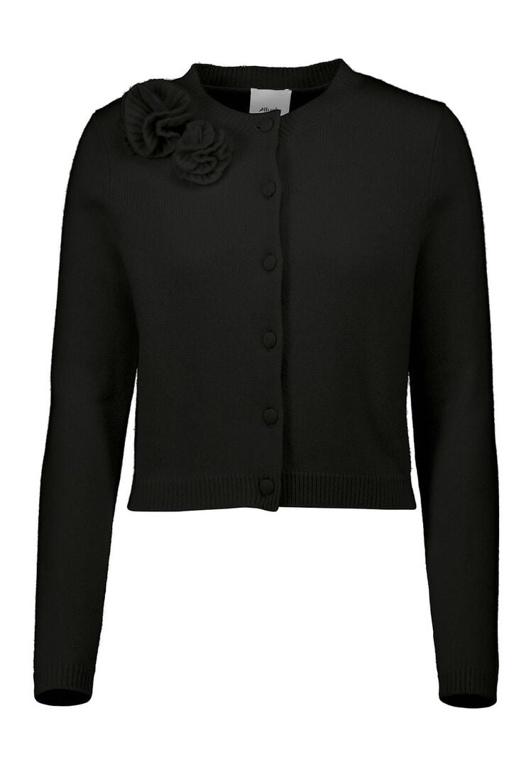 Allude Damen Strickjacke aus Wolle und Kaschmir, schwarz,