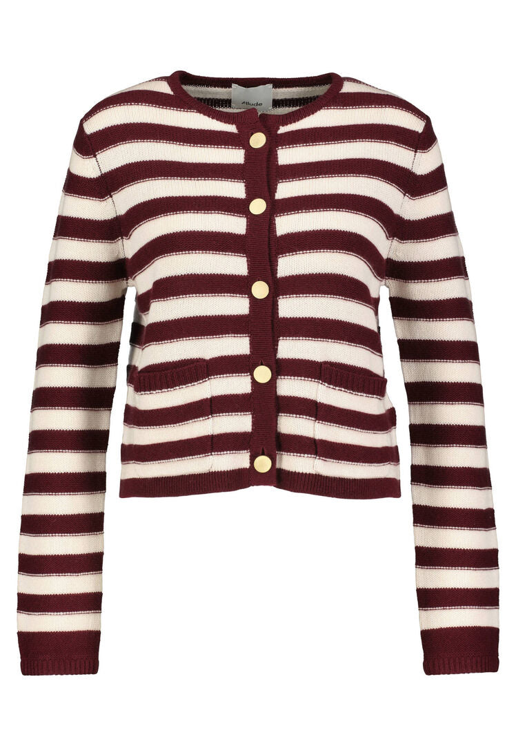 Allude Damen Strickjacke aus Wolle und Kaschmir, bordeaux,