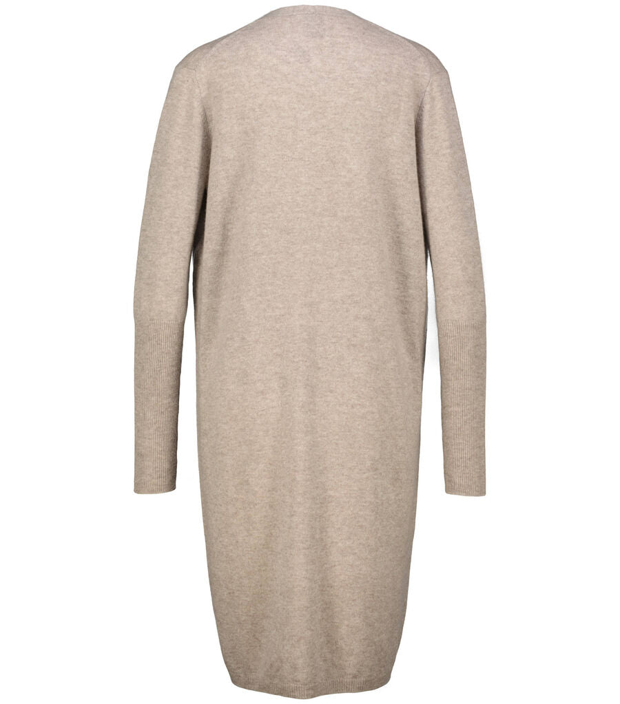 Allude Damen Strickjacke lang aus Wolle und Kaschmir, taupe,