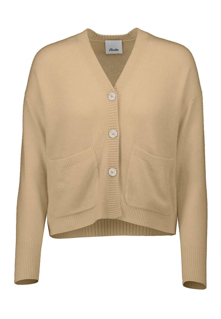 Allude Damen Strickjacke mit Kaschmir, sand,