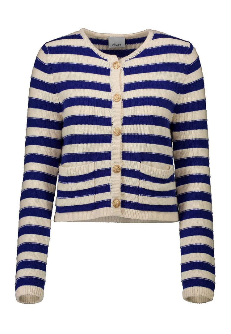 Allude Damen Strickjacke mit Kaschmir, blau,