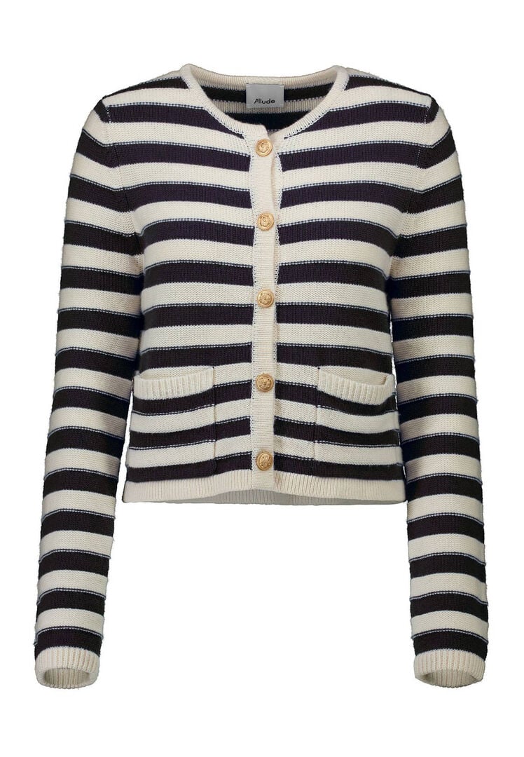 Allude Damen Strickjacke mit Kaschmir, marine,