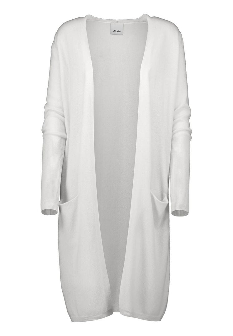Allude Damen Strickjacke mit Kaschmir, weiss,