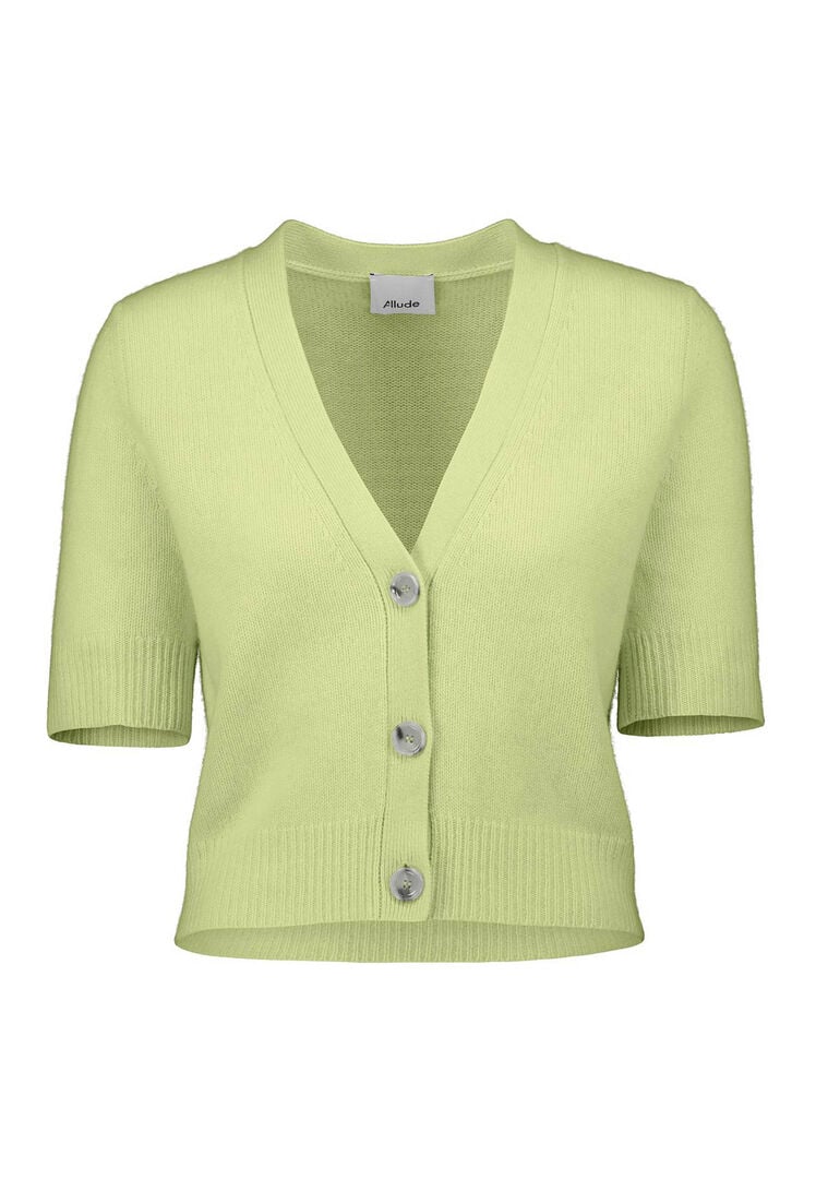 Allude Damen Strickjacke mit Kaschmir, limone,