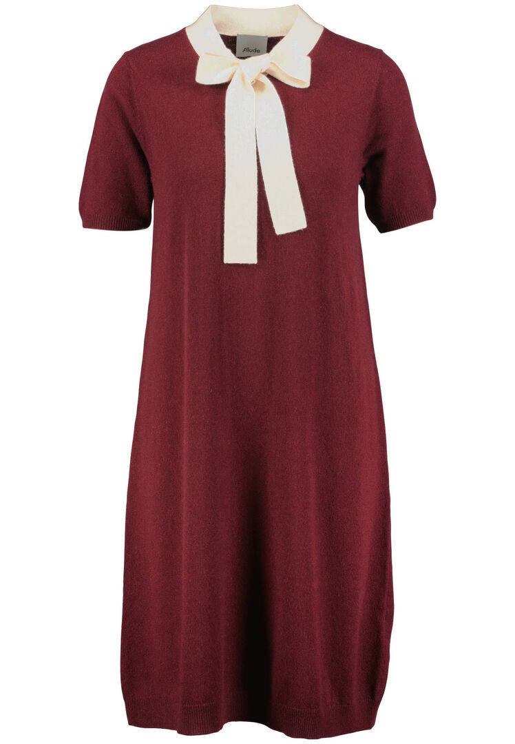 Allude Damen Strickkleid aus Schurwolle mit Kaschmir, bordeaux,