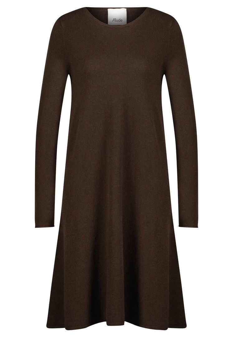Allude Damen Strickkleid aus Schurwolle und Kaschmir, braun,