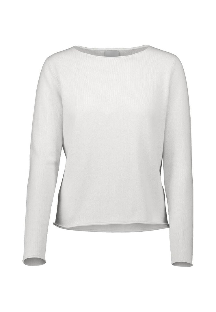 Allude Damen Strickpullover aus Baumwolle-Kaschmir-Mix, weiss,