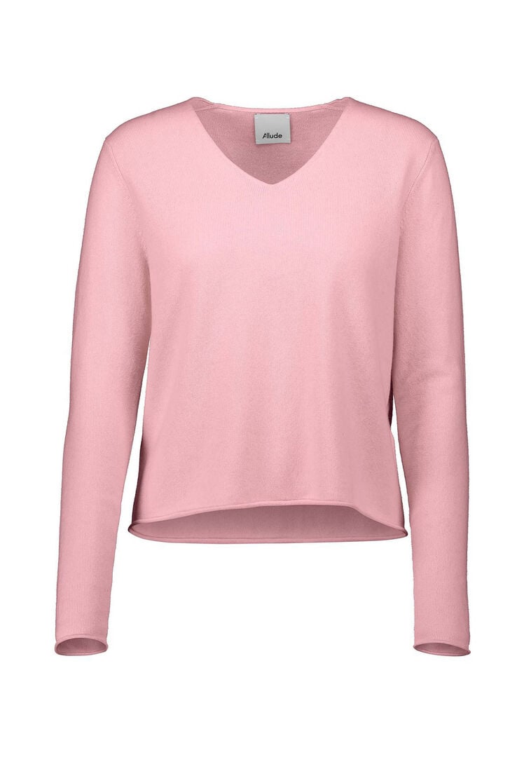 Allude Damen Strickpullover aus Baumwolle-Kaschmir-Mix, rose,