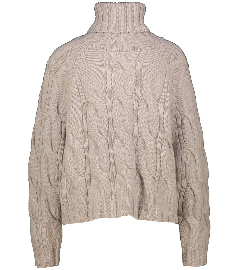 Allude Damen Strickpullover aus Schurwolle mit Kaschmir, taupe,