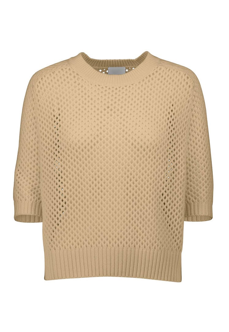 Allude Damen Strickpullover aus Wolle und Kaschmir, sand,