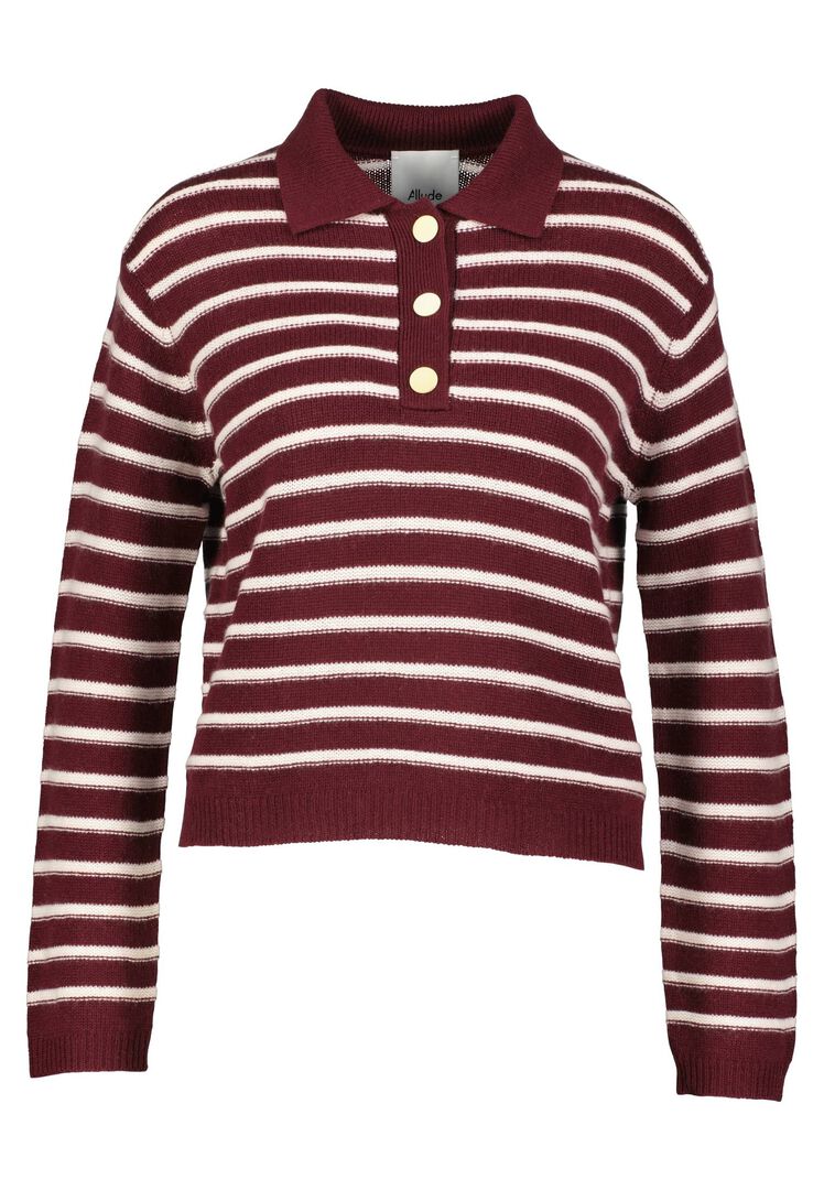 Allude Damen Strickpullover aus Wolle und Kaschmir, bordeaux,