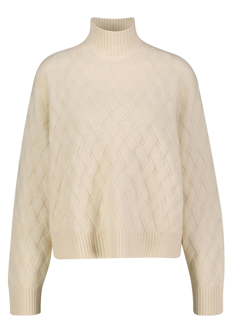 Allude Damen Strickpullover mit Wolle und Kaschmir, offwhite,