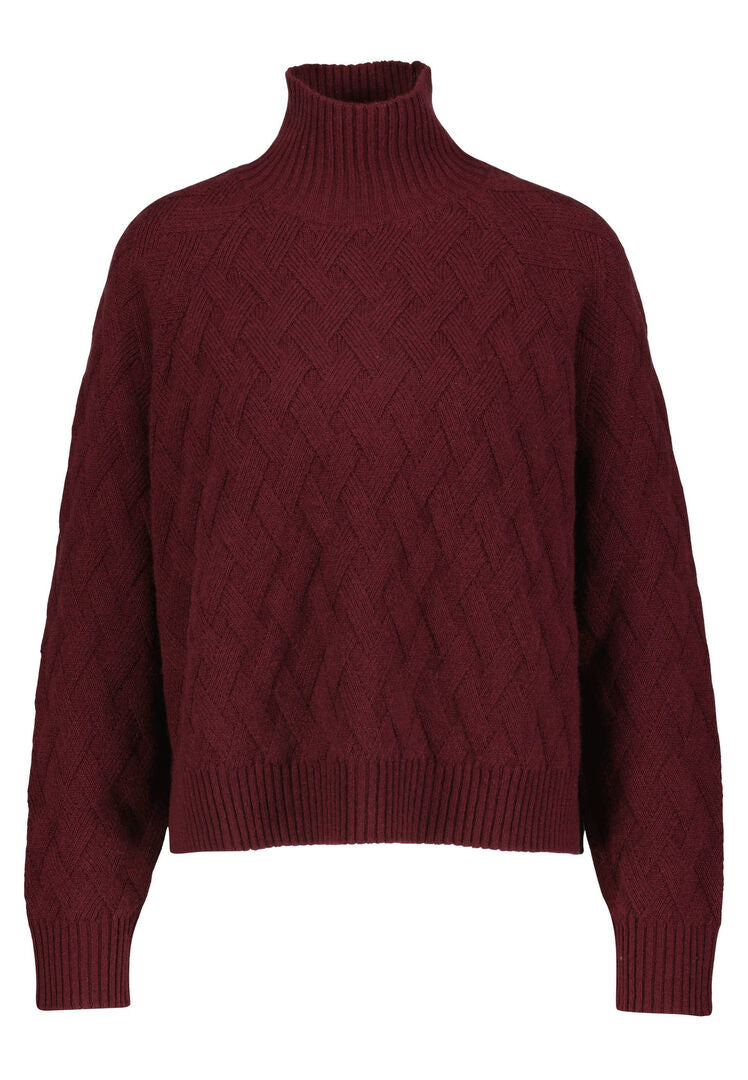Allude Damen Strickpullover mit Wolle und Kaschmir, bordeaux,