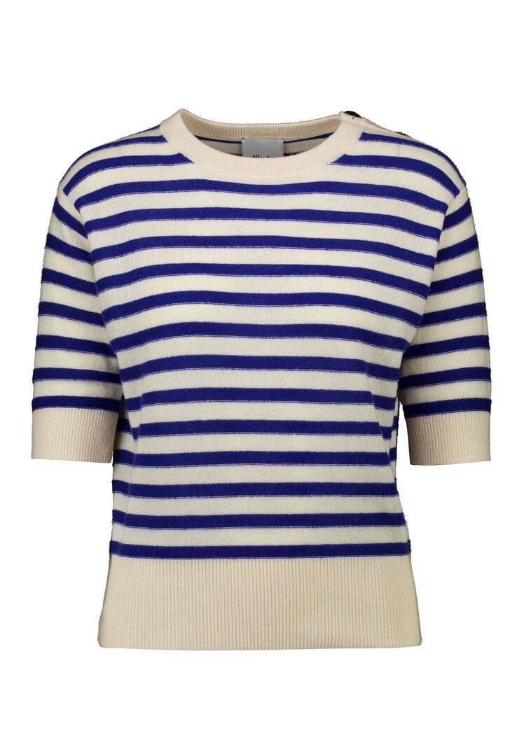 Allude Damen Strickshirt aus Wolle und Kaschmir Relaxed Fit, blau,