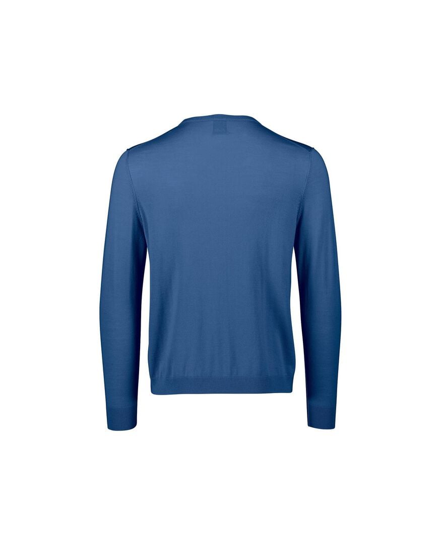 Allude Herren Feinstrickpullover aus Schurwolle, blau,