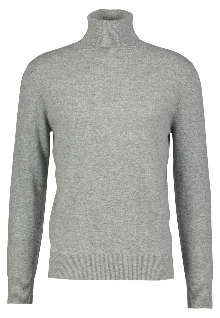 Allude Herren Kaschmirpullover mit Rollkragen, grau,