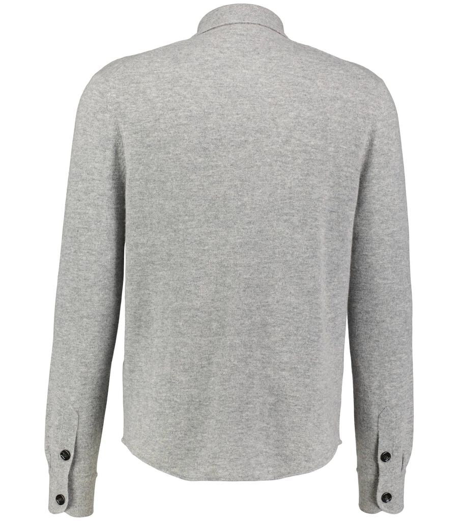 Allude Herren Strickhemd aus Wolle mit Kaschmir, grau,