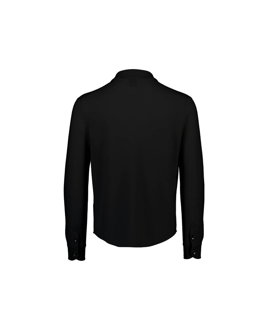 Allude Herren Strickhemd aus Wolle mit Kaschmir, schwarz,