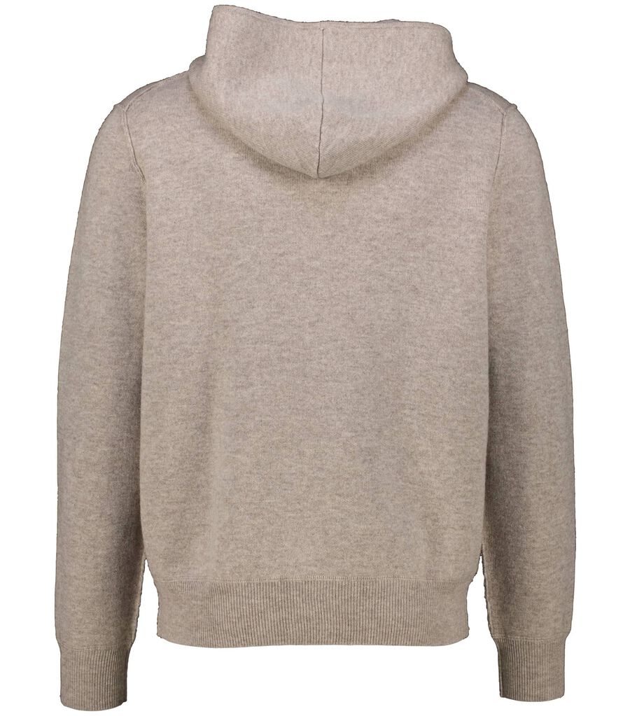 Allude Herren Strickjacke mit Kapuze aus Wolle und Kaschmir, taupe,