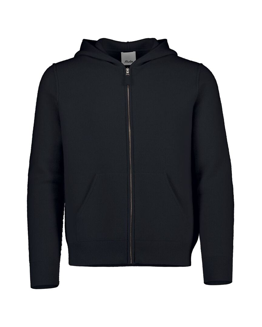 Allude Herren Strickjacke mit Kapuze aus Wolle und Kaschmir, marine,