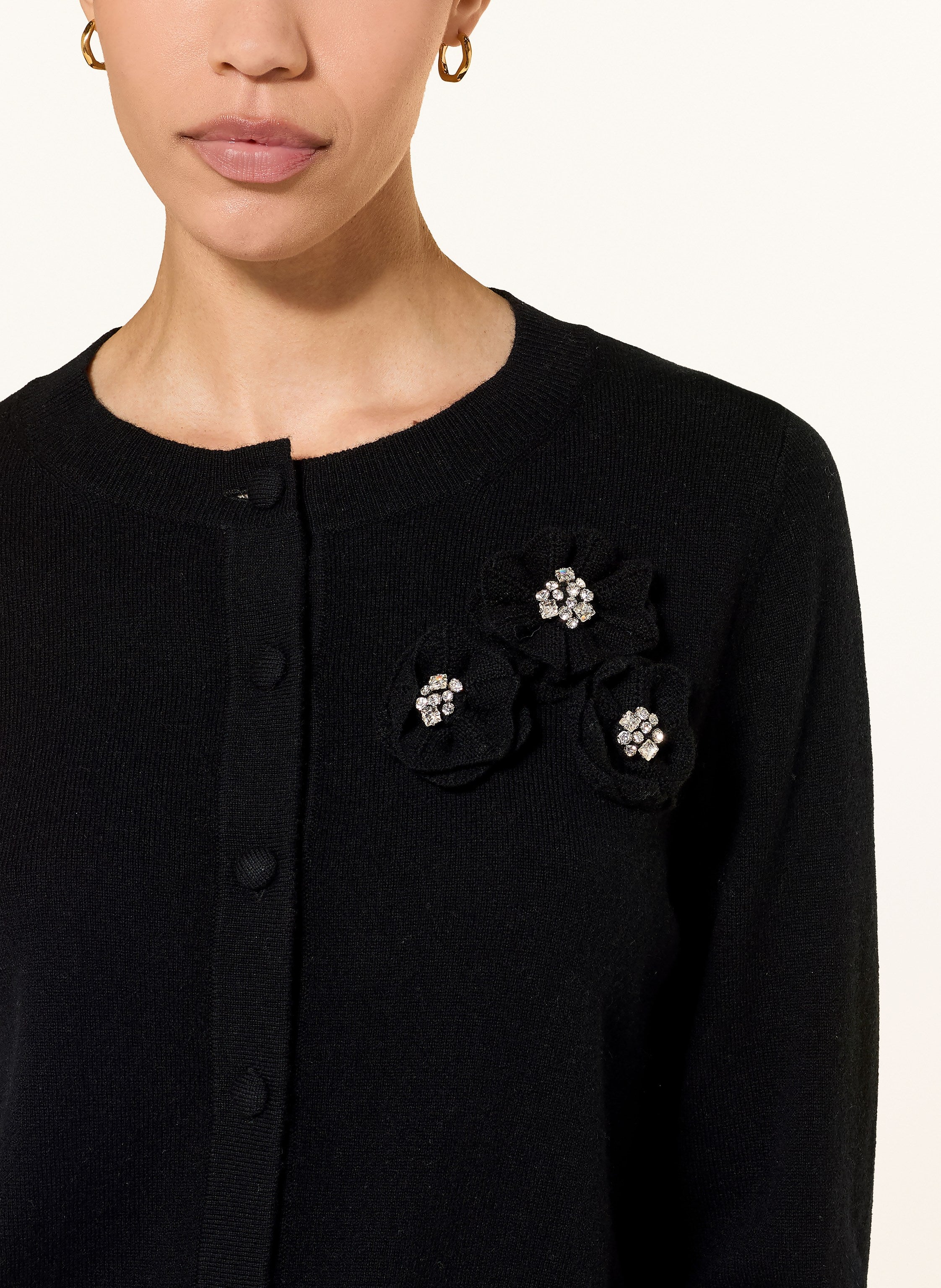 Strickjacke mit Cashmere und Schmucksteinen