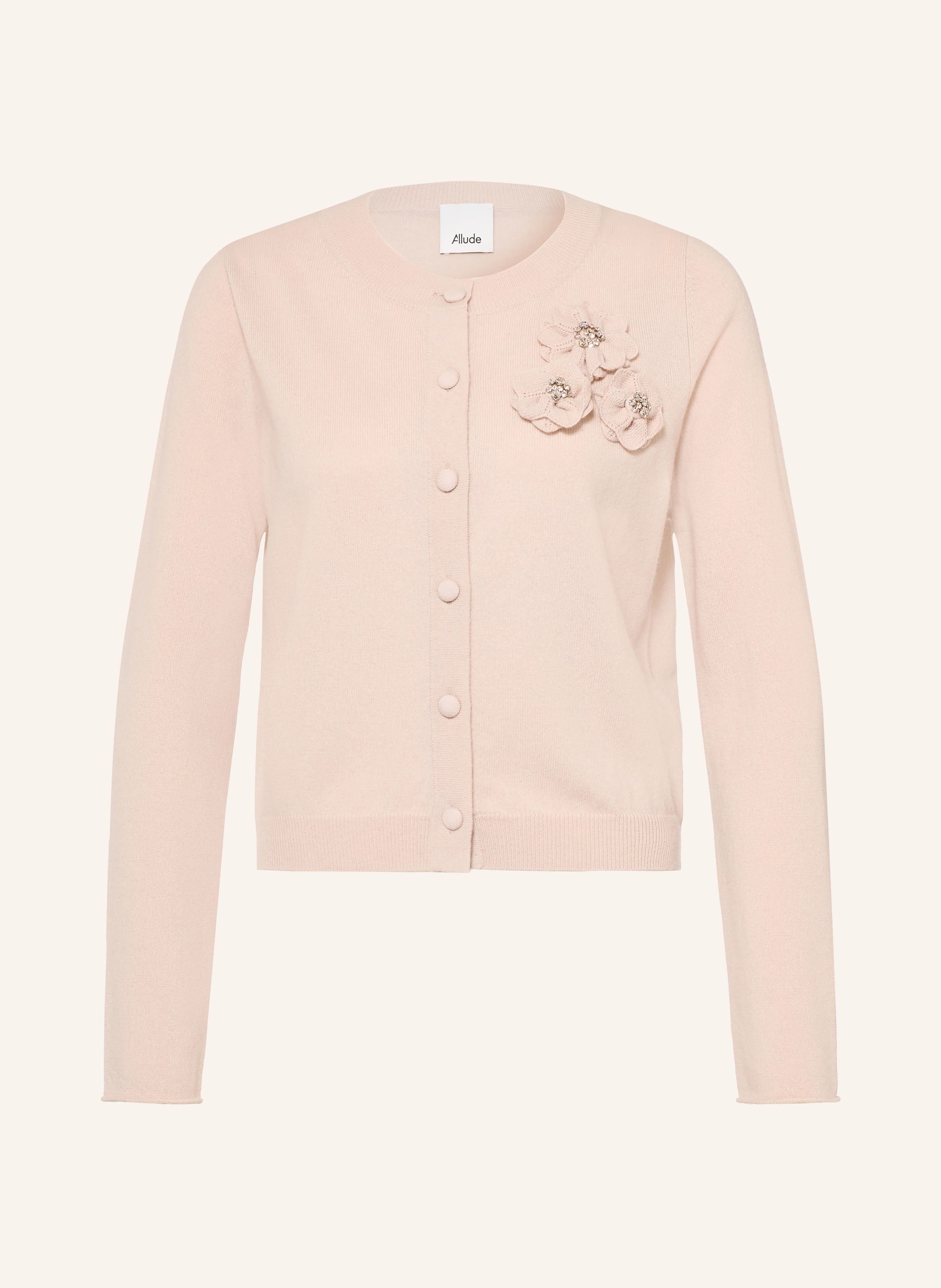 Strickjacke mit Cashmere und Schmucksteinen