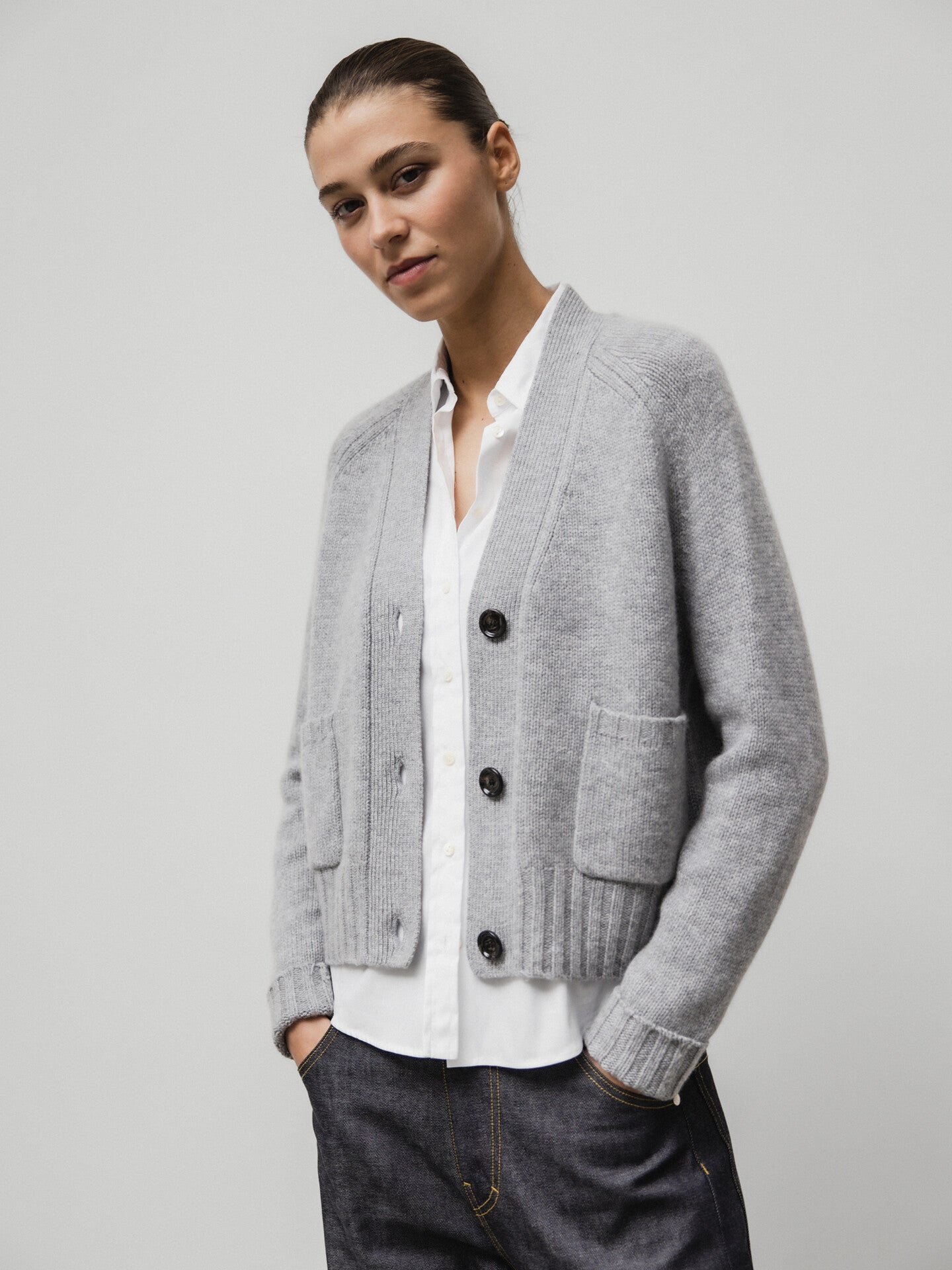 ALLUDE Strickjacke aus Schurwolle Damen (83 GRAU MEL.)