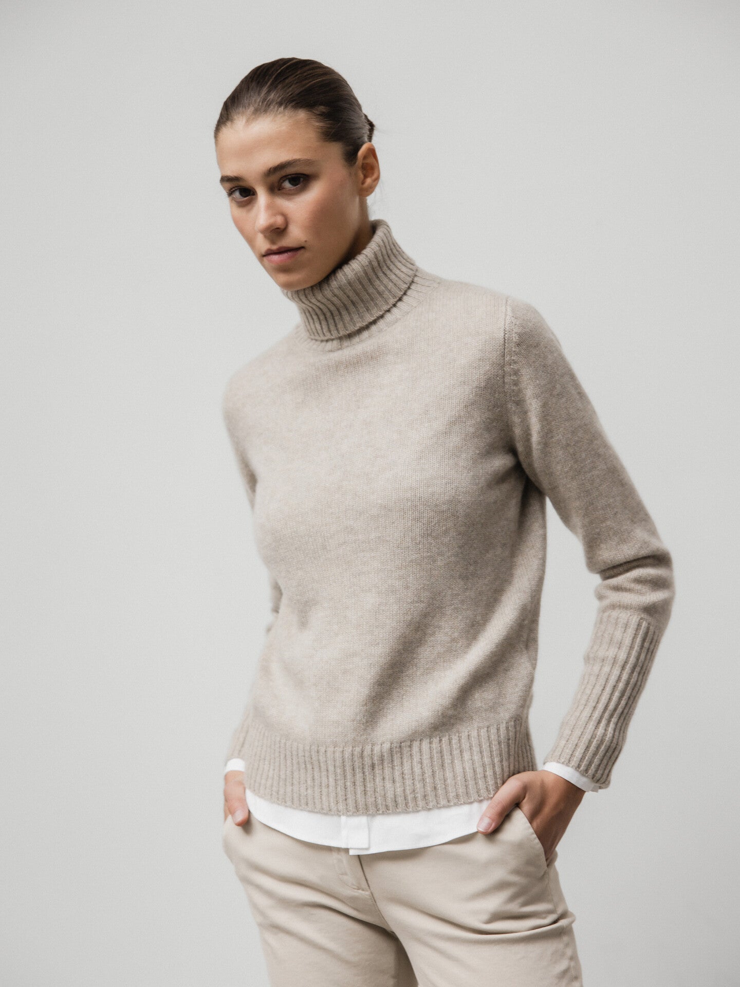 ALLUDE Rollkragenpullover aus Cashmere Damen (46 TAUPE MEL.)