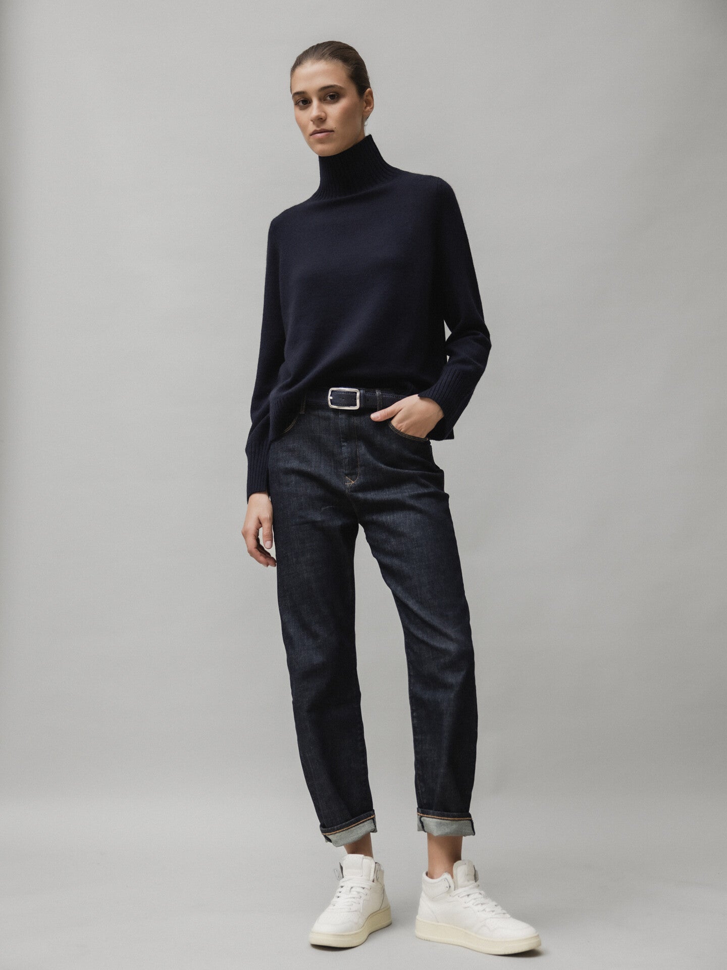 ALLUDE Turtleneck Pullover aus Cashmere Damen (14 NAVY)